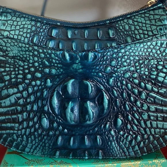 BRAHMIN… NWT SHAYNA CROSSBODY HANDBAG IRIDESCENT TEAL - Picture 6 of 16